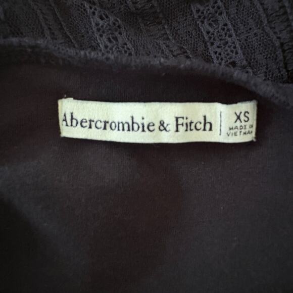 Abercrombie & Fitch Black Lace Long Sleeve Sweatheart Bodysuit XS Goth Sheer - Picture 4 of 7